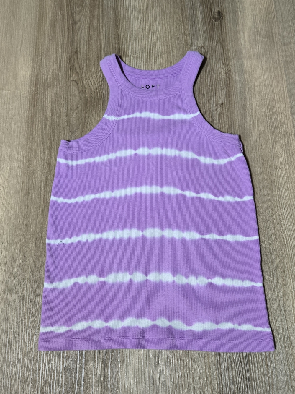 LOFT Lavender Ribbed Cotton Crew Neck Tank Top